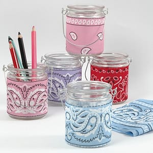 Mothers day project candle holders with bandana pic